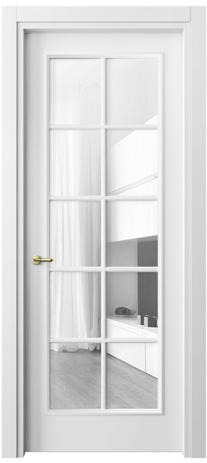 Межкомнатная дверь Paris 8102 Матовый белоснежный Прозрачное стекло Цена 76999 ₽| Volhovec