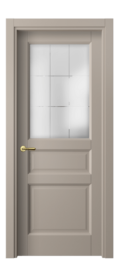Межкомнатная дверь Галант 1432 Матовый бисквитный Сатинированное стекло с гравировкой "Лофт" Цена 53399 ₽ | Volhovec