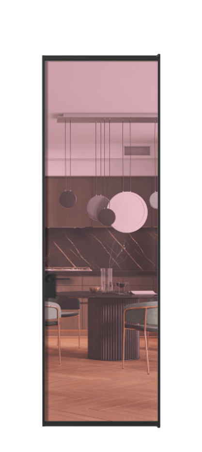 Алюминиевая дверь АЛПЛ040.01 Алюминий Черный Прозрачное розовое стекло, триплекс Цена 115570  | Volhovec