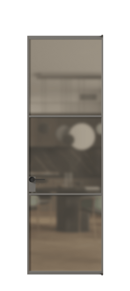 Алюминиевая дверь АЛПЛ040.03 Алюминий классический серый Сатинированное бронзовое стекло, триплекс Цена 119020  | Volhovec