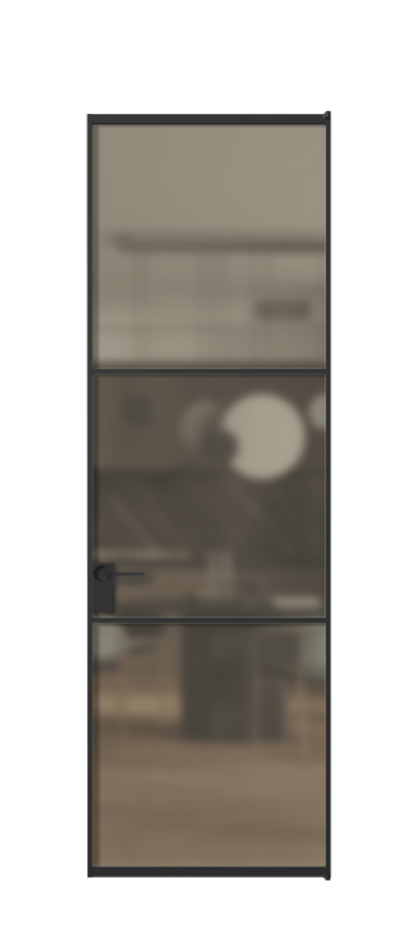 Алюминиевая дверь АЛПЛ040.03 Алюминий Черный Сатинированное бронзовое стекло, триплекс Цена 138970  | Volhovec