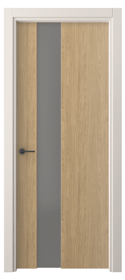 Межкомнатная дверь Фридом 4224 Жемчужный дуб Сатинированное серое стекло, триплекс Цена 34939 ₽ | Volhovec