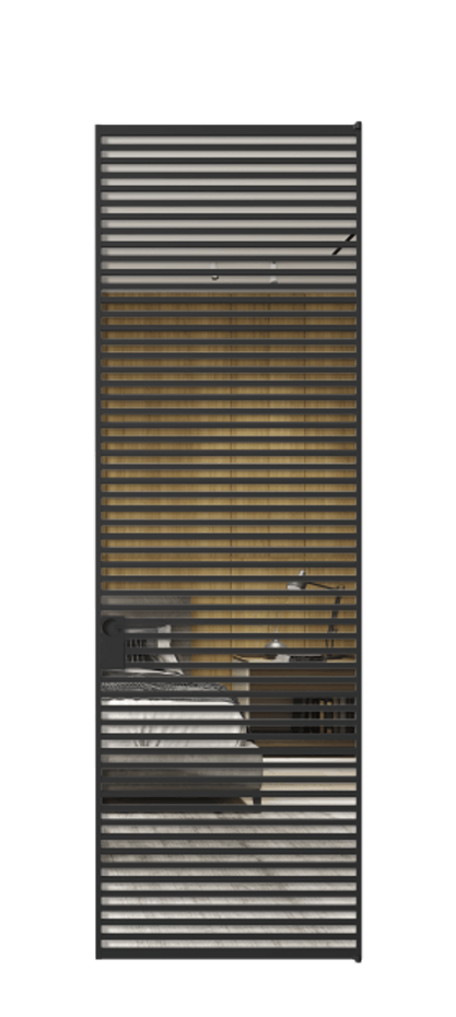 Алюминиевая дверь АЛПЛ040.07 Алюминий Черный Двустороннее зеркало, триплекс , триплекс 6 мм Цена 186370  | Volhovec