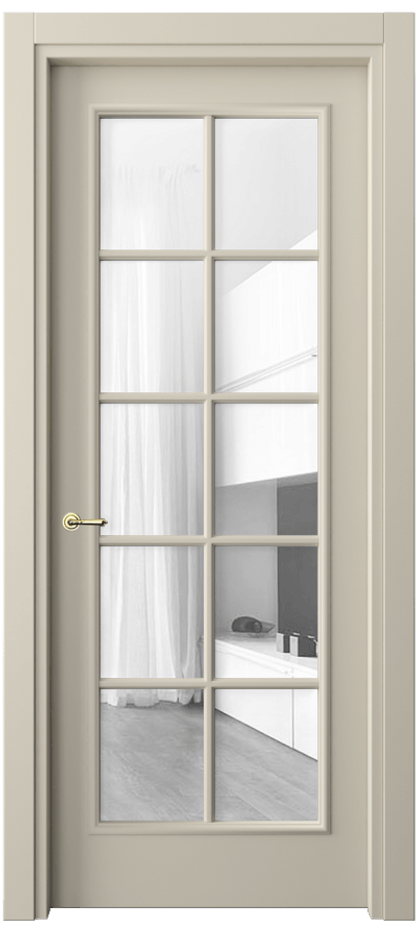 Межкомнатная дверь Париж 8102 Матовый бежево-серый Прозрачное стекло Цена 76999 ₽| Volhovec