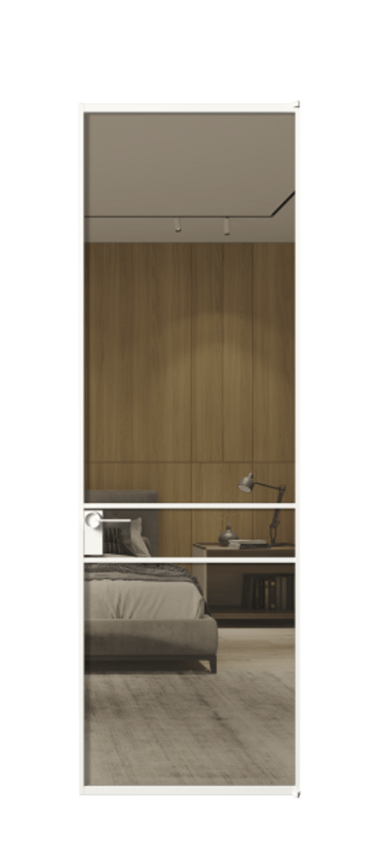 Алюминиевая дверь АЛПЛ040.02 Алюминий Белый Рефлективное бронзовое стекло "Stopsol", калёное Цена 146970  | Volhovec