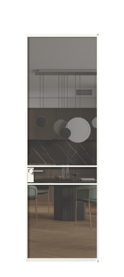 Алюминиевая дверь АЛПЛ040.02 Алюминий Белый Прозрачное серое стекло, триплекс Цена 120130  | Volhovec