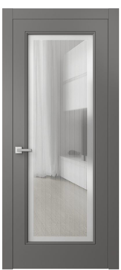 Межкомнатная дверь Линия 8300 Матовый классический серый Сатинированное с гравировкой "Каннелюры", триплекс Цена 83699 ₽ | Volhovec
