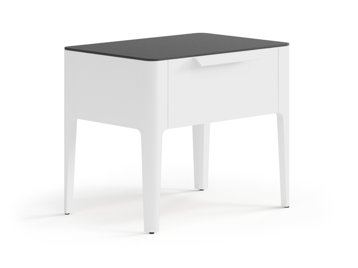 Мебель Тумба прикроватная Пьега 1 ящик. Цвет Матовый светло-серый. Материал Гладкая эмаль. Коллекция Тумба прикроватная Пьега 1 ящик. Картинка.