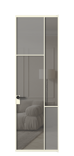 Межкомнатная дверь АЛПЛ041.10 АМБ Серый сатин матовое + Серый прозрачное. Цвет Алюминий молочно-белый. Материал Алюминий в эмали. Коллекция Mosaic. Фото. Дверь межкомнатная АЛПЛ041.10 АМБ Серый сатин матовое + Серый прозрачное. Цвет Алюминий молочно-белый. Материал Алюминий в эмали. Коллекция Mosaic. Картинка.