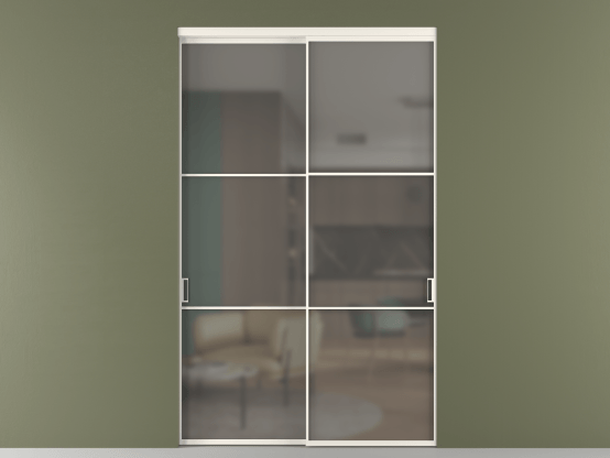 Алюминевая перегородка vn2_03_ Алюминий пудровый белый Серый сатин матовое. Цвет Алюминий пудровый белый. Материал Алюминий в эмали. Коллекция Перегородка Формато внутри проёма 2 створки. Картинка.