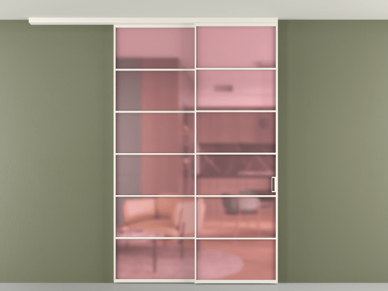 Алюминевая перегородка pv2_2_04_ Алюминий пудровый белый Сатинированное розовое стекло, триплекс, 6мм. Цвет Алюминий пудровый белый. Материал Алюминий в эмали. Коллекция Перегородка Формато вдоль стены на потолок 2 створки с синхронным механизмом. Фото. Алюминевая перегородка pv2_2_04_ Алюминий пудровый белый Сатинированное розовое стекло, триплекс, 6мм. Цвет Алюминий пудровый белый. Материал Алюминий в эмали. Коллекция Перегородка Формато вдоль стены на потолок 2 створки с синхронным механизмом. Картинка.