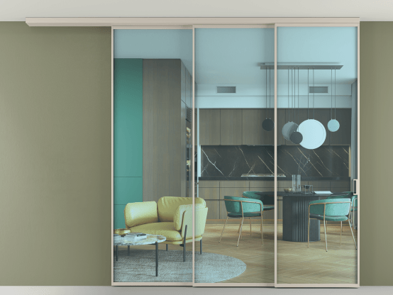 Алюминевая перегородка АЛПР 040.01_АСБЖ_ПРОЗ ГОЛ_new. Цвет Алюминий светло-бежевый. Материал Алюминий в эмали. Коллекция Перегородка Формато вдоль стены на потолок 3 створки с синхронным механизмом. Фото. Алюминевая перегородка АЛПР 040.01_АСБЖ_ПРОЗ ГОЛ_new. Цвет Алюминий светло-бежевый. Материал Алюминий в эмали. Коллекция Перегородка Формато вдоль стены на потолок 3 створки с синхронным механизмом. Картинка.