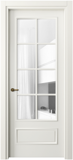 Дверь межкомнатная 8112 МЖМ Прозрачное стекло. Цвет Матовый жемчужный. Материал Гладкая эмаль. Коллекция Париж. Картинка.