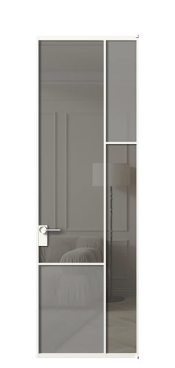 Межкомнатная дверь АЛПЛ041.12 БЕЛ Серый сатин матовое + Серый прозрачное. Цвет Алюминий Белый. Материал Алюминий. Коллекция Mosaic. Фото. Дверь межкомнатная АЛПЛ041.12 БЕЛ Серый сатин матовое + Серый прозрачное. Цвет Алюминий Белый. Материал Алюминий. Коллекция Mosaic. Картинка.