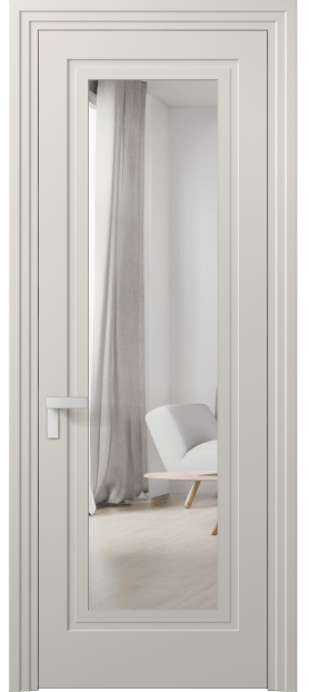 Дверь межкомнатная 8303 МОС Зеркало с одной стороны. Цвет Матовый облачно-серый. Материал Гладкая эмаль. Коллекция Рокка. Картинка.